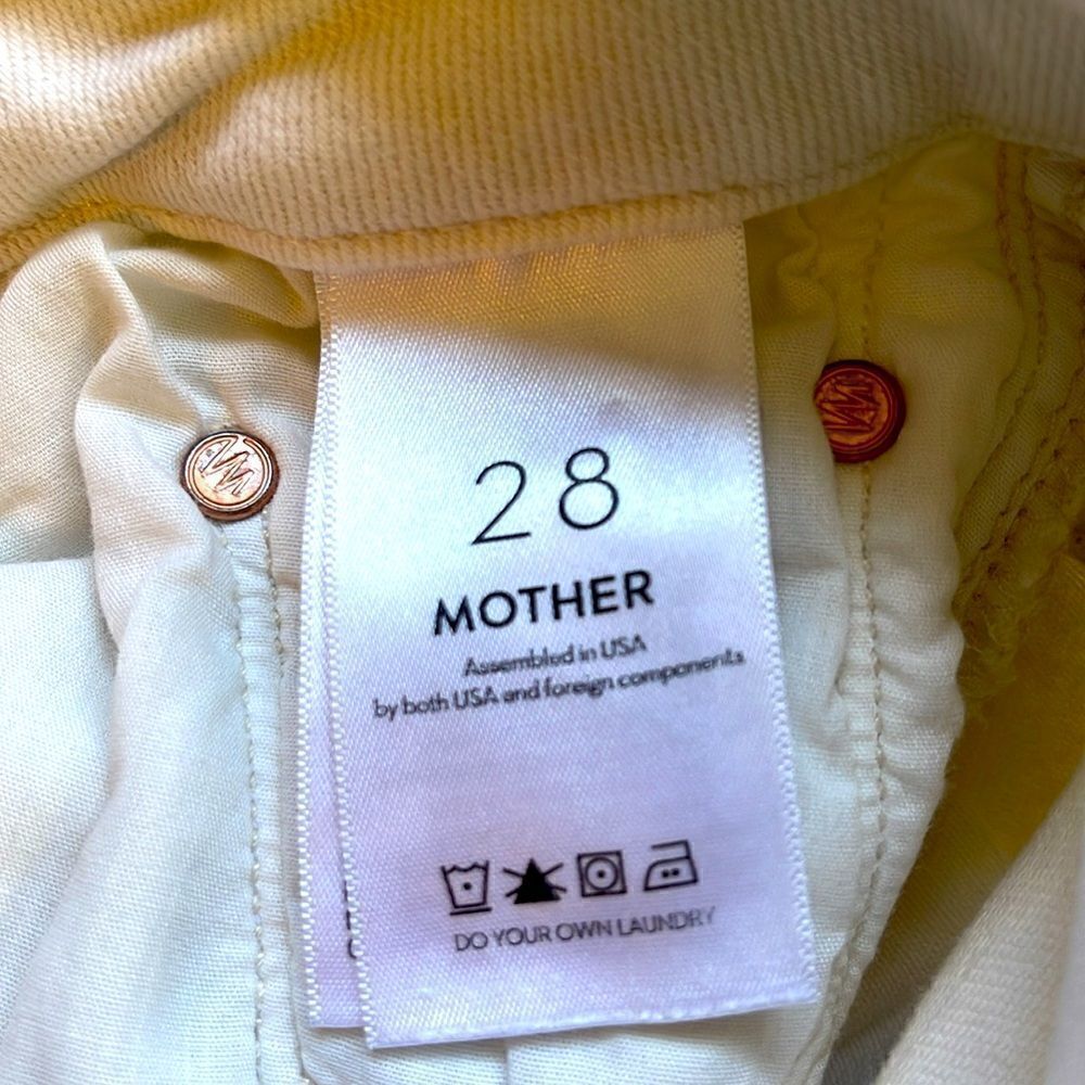 Mother Denim High Waisted Looker Ankle Fray in cream Second Chance 28 - Picture 6 of 7